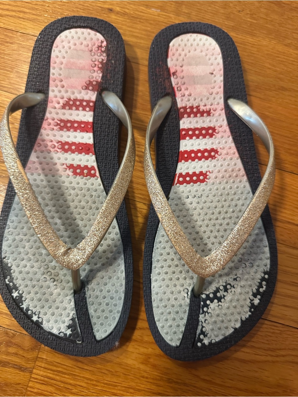 American flag print flip flops size 8 Shoes Well Worn